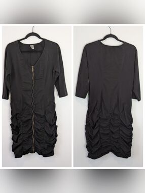 XCVI Full Zip Ruched Dress Size L Edgy Lagenlook
